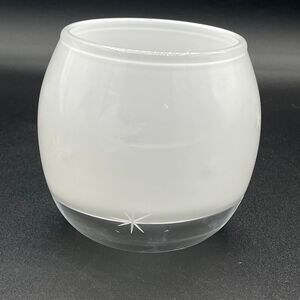 White Starburst Etched Stars Glass Votive Candle Holder Made in Poland